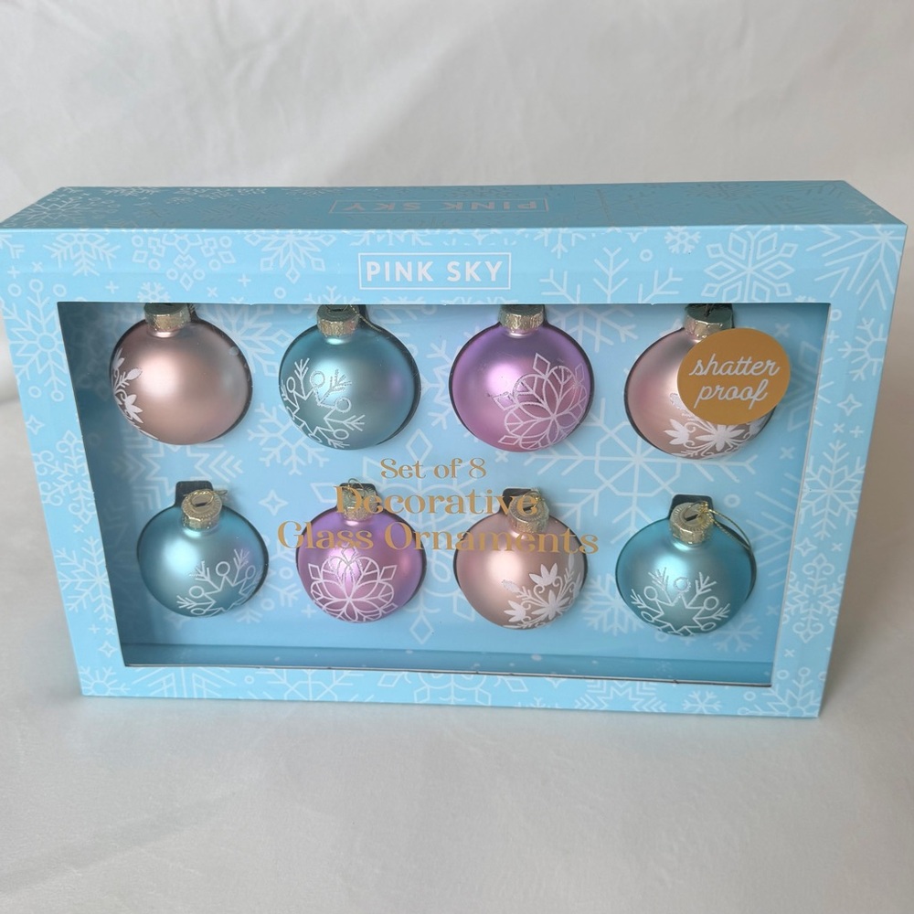 Pink Sky Decorative Glass Ornaments, Set of 8 - Picture 4 of 9